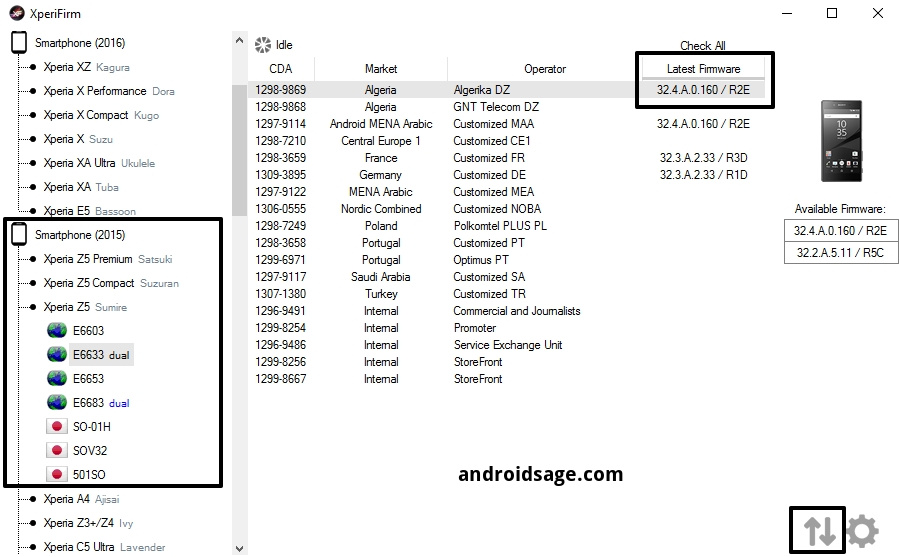 XperiFirm - how to download Android 7.1.1 Nougat for Sony Xperia Z5, Z4, and Z3 32.4.A.0.160