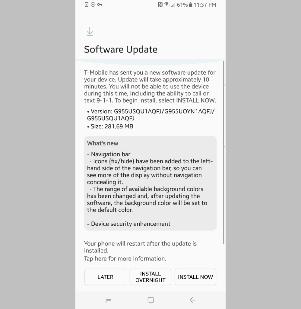 T Mobile Galaxy S8 S8 Plus June Update