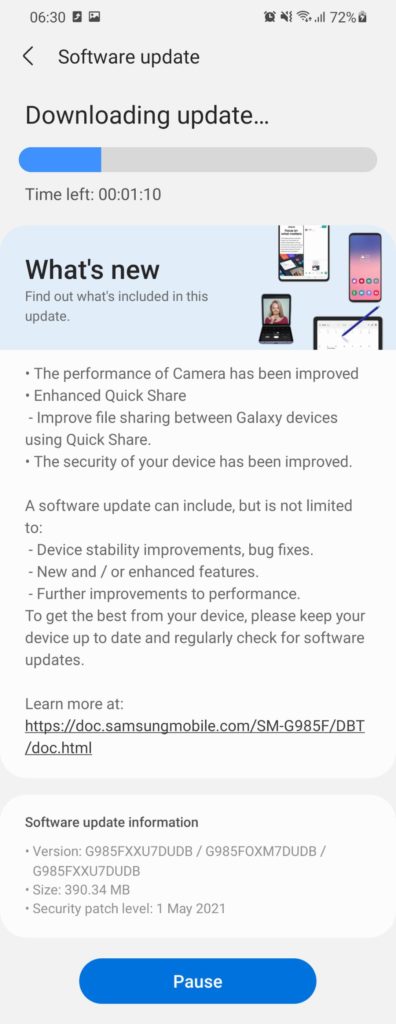 May 2021 Security Patch for Galaxy S20 Series with eSIM and Dual SIM support