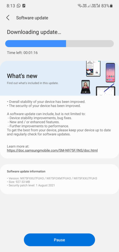 Samsung OneUI 3.1.1 features come to more Galaxy smartphones via August 2021 Security Patch 2 Samsung August 2021 Security Patch Brings OneUI 3.1.1 Features For Galaxy Note 10